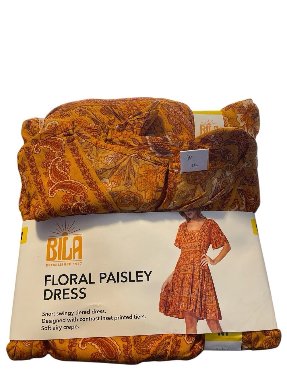 Bila Women's Floral Paisley Short Tiered Dress -m